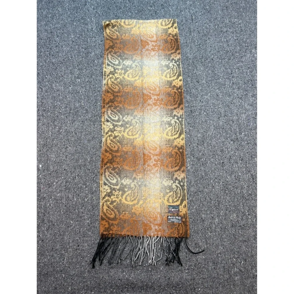 Cejon Scarf OS Womens Brown Boho Paisley Made In Italy Fringe Acrylic Wrap Warm